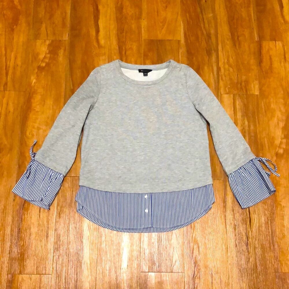 BLL Tricot Striped Sweater Button Down Top Size Small